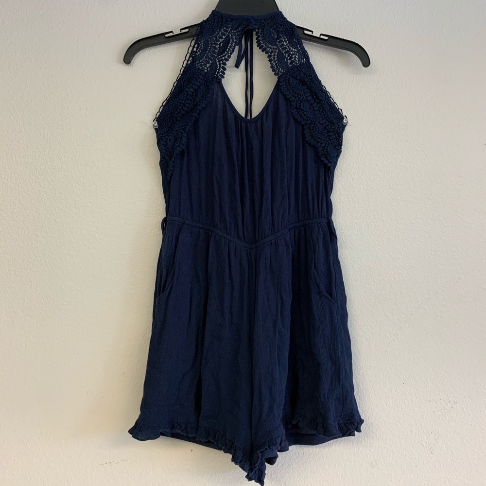Navy Lacey Romper